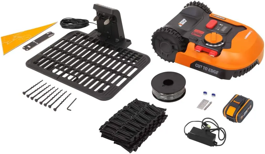 Robot tondeuse orange vue 3