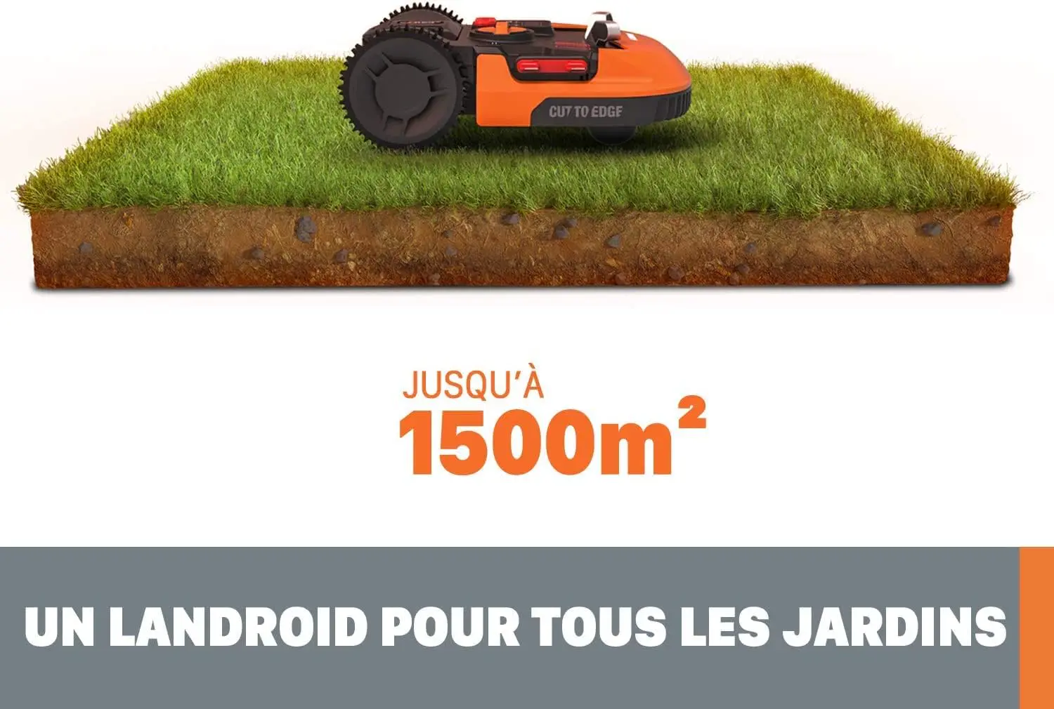 Robot tondeuse orange vue 3