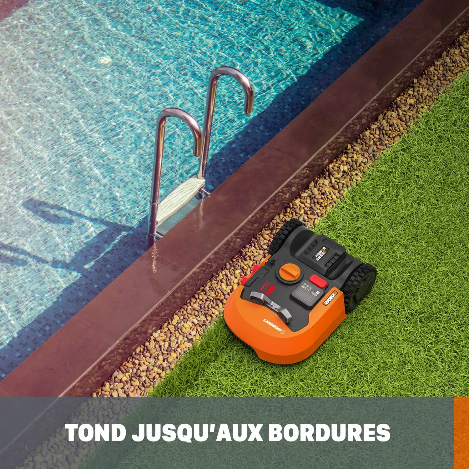 Robot tondeuse orange vue 4