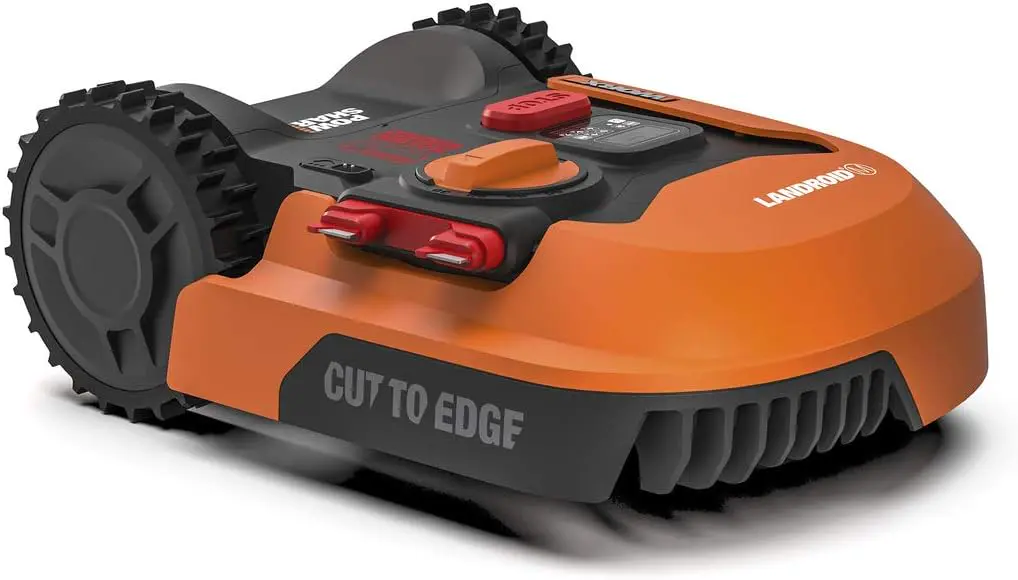 Robot tondeuse orange vue 1