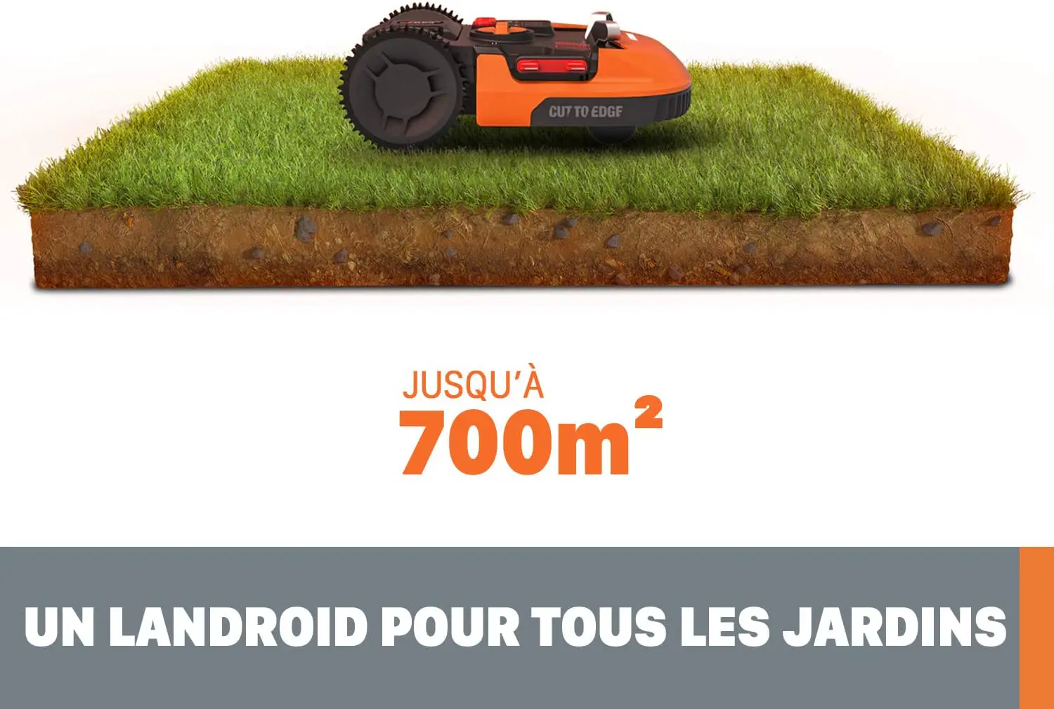 Robot tondeuse orange vue 4