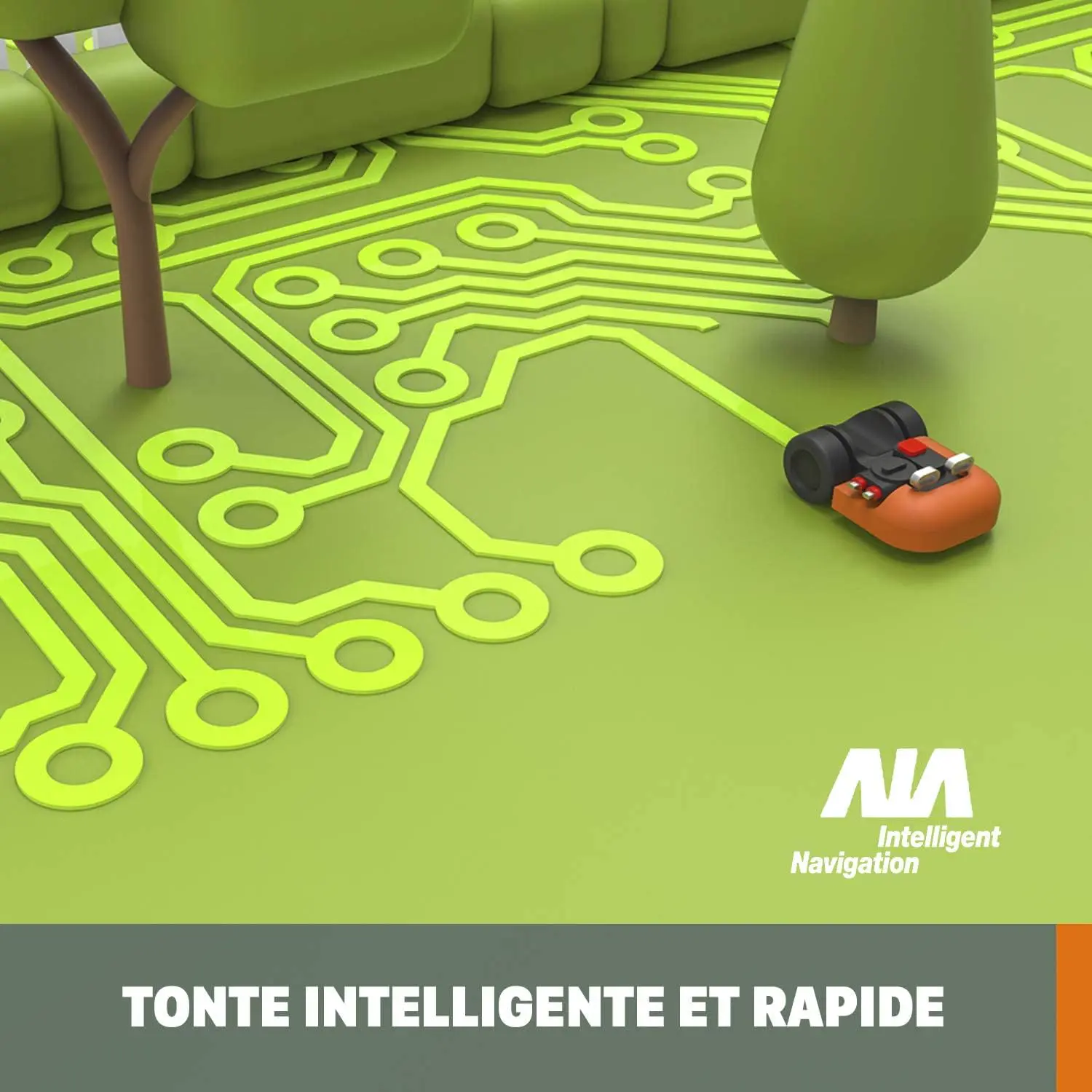 Robot tondeuse orange vue 6