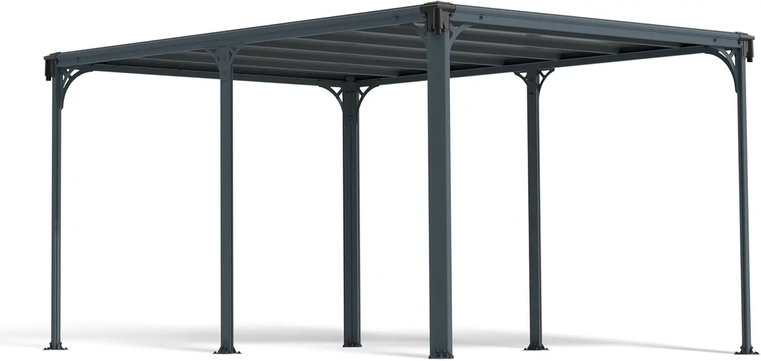 Canopia by Palram Tonnelle de Jardin Milano 13.2m² (Gris) Cadre en Aluminium, Panneaux en Polycarbonate, Protection UV, Résistant à la Rouille 13.2m²
