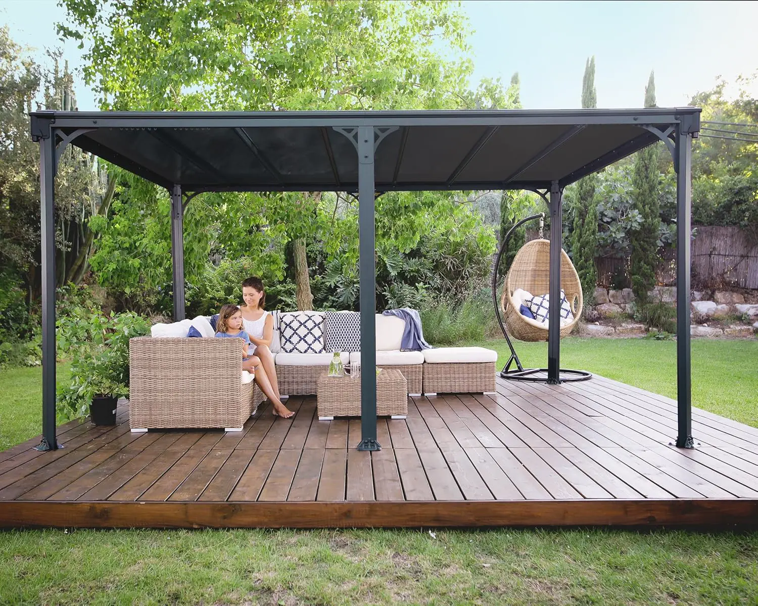 Pergola en aluminium gris 4,3x3,1 m vue 4