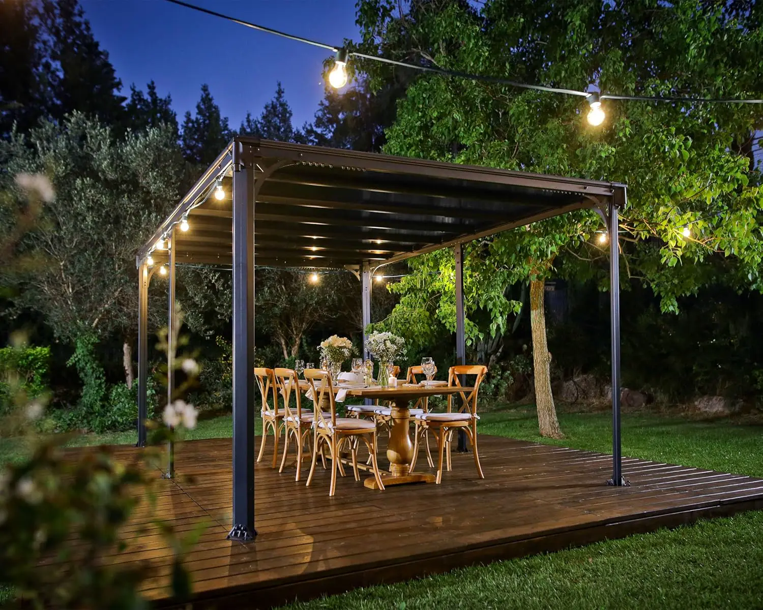 Pergola en aluminium gris 4,3x3,1 m vue 6