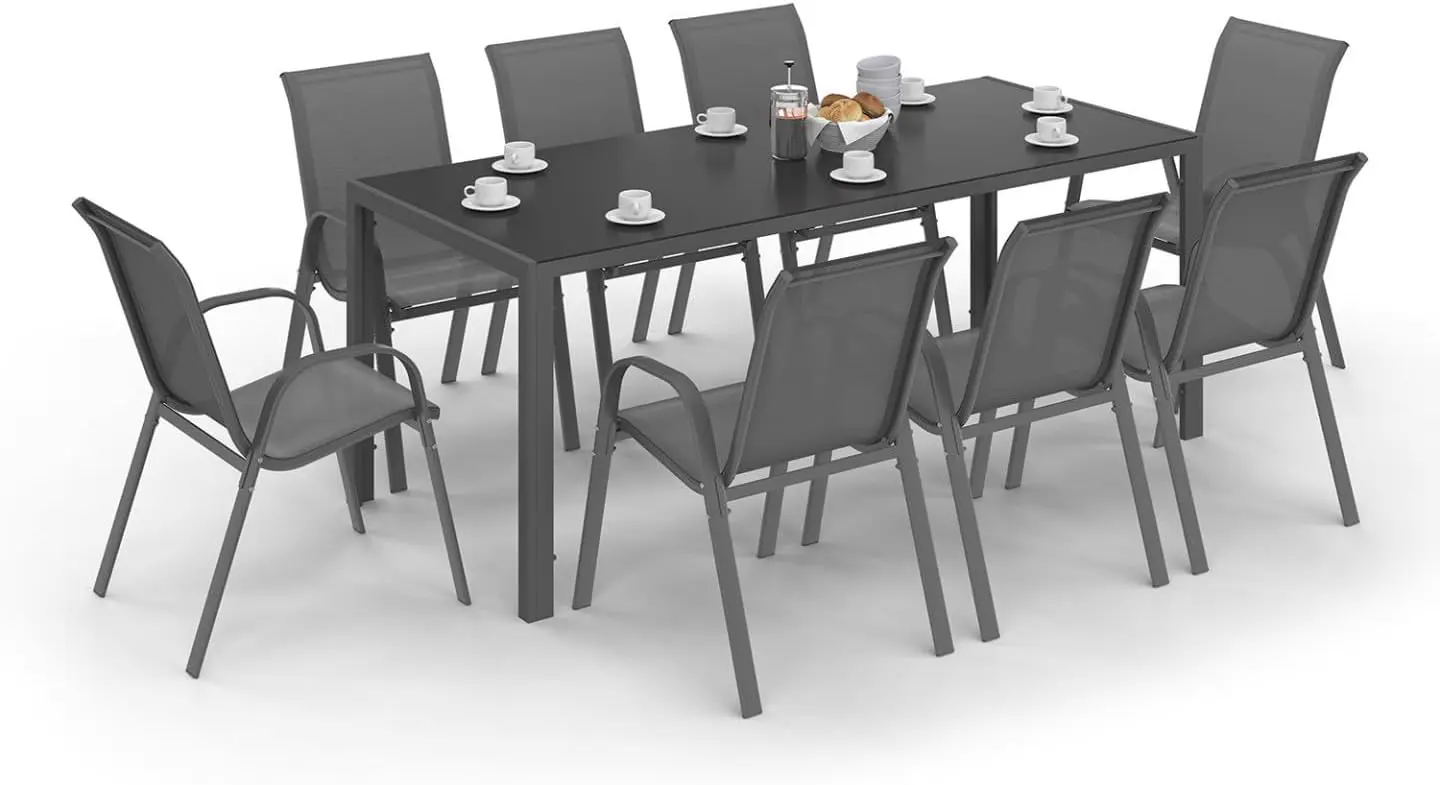 IDMarket - Salon de Jardin Madrid Table 190 CM et 8 chaises