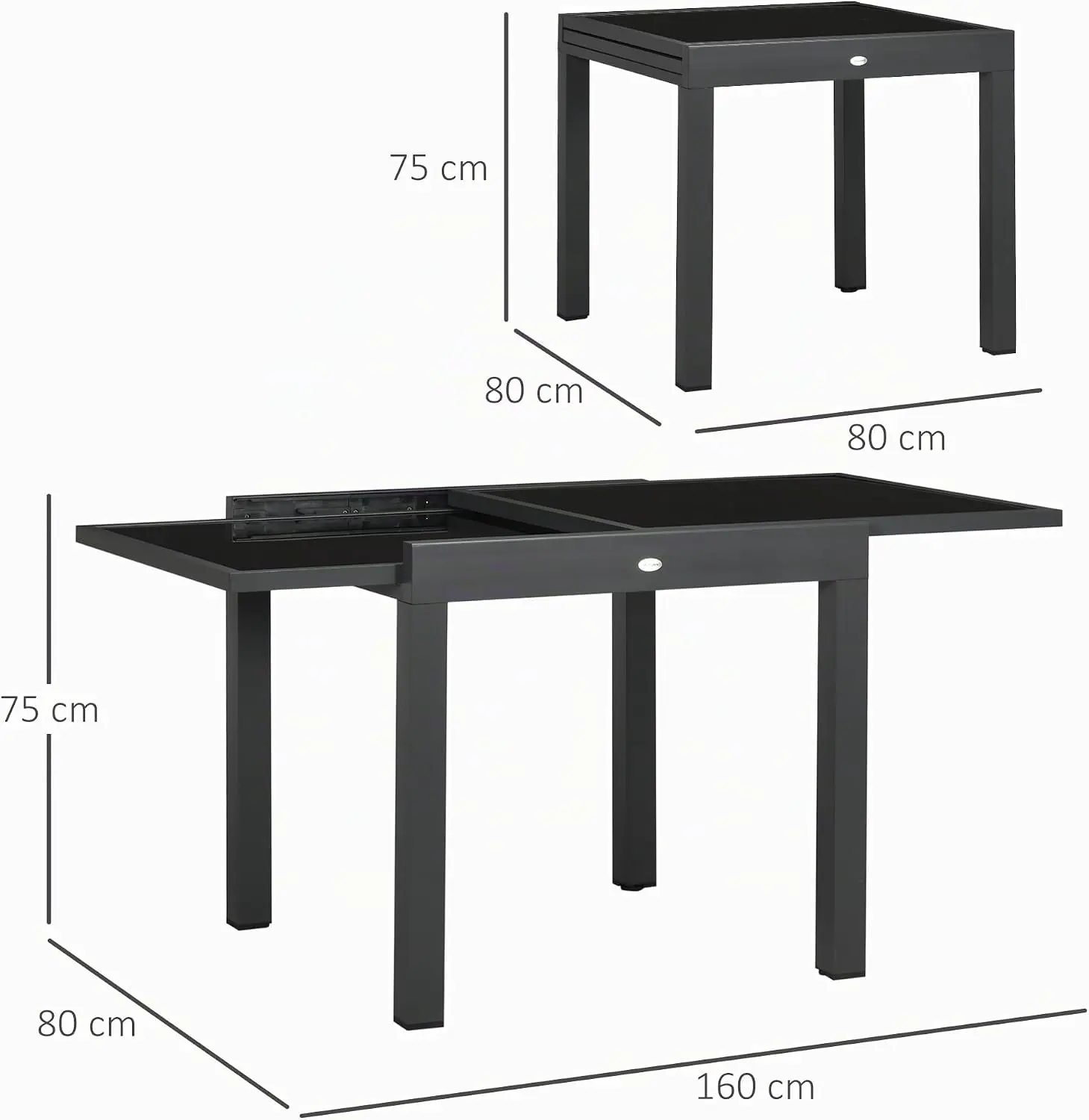 Table de jardin 6 places en aluminium noir vue 3