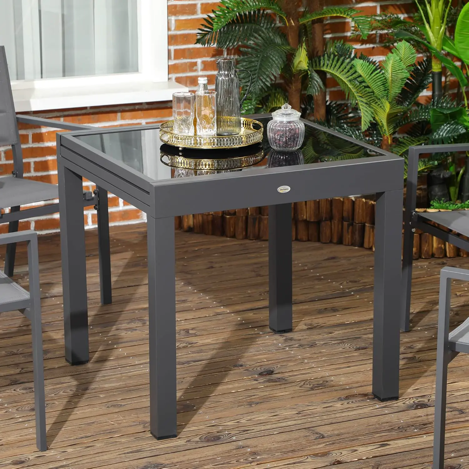 Table de jardin 6 places en aluminium noir vue 7
