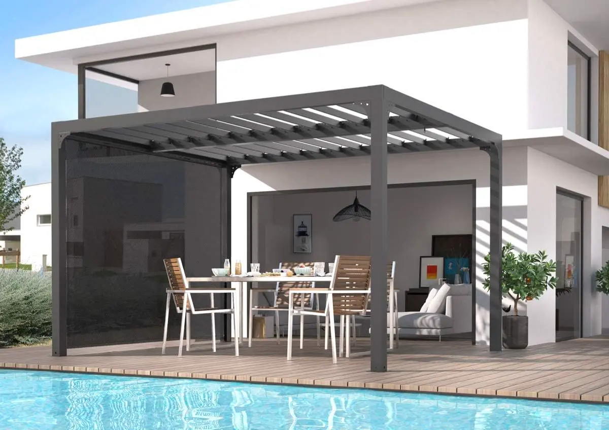 Pergola en aluminium gris 10,8 m² vue 3