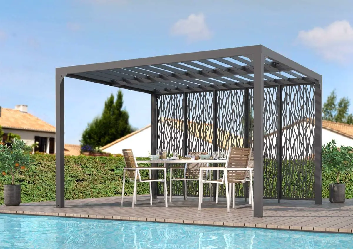 Pergola en aluminium gris 10,8 m² vue 3