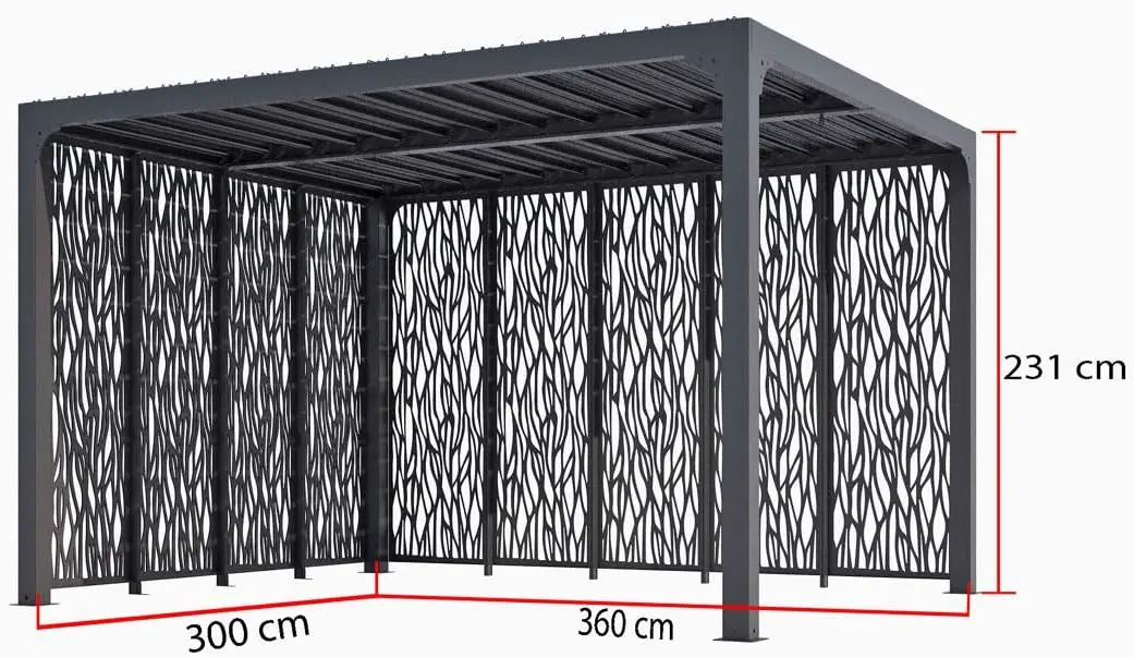 Pergola en aluminium gris 10,8 m² vue 2