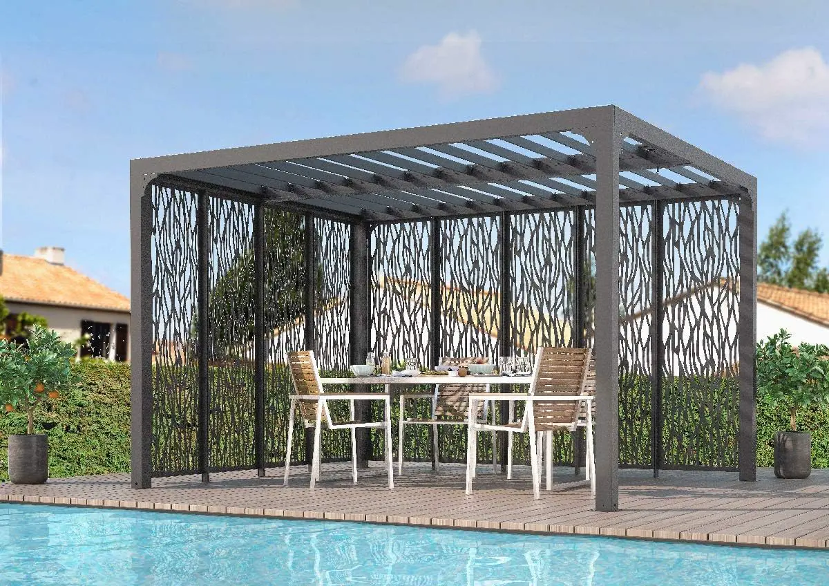 Pergola en aluminium gris 10,8 m² vue 3