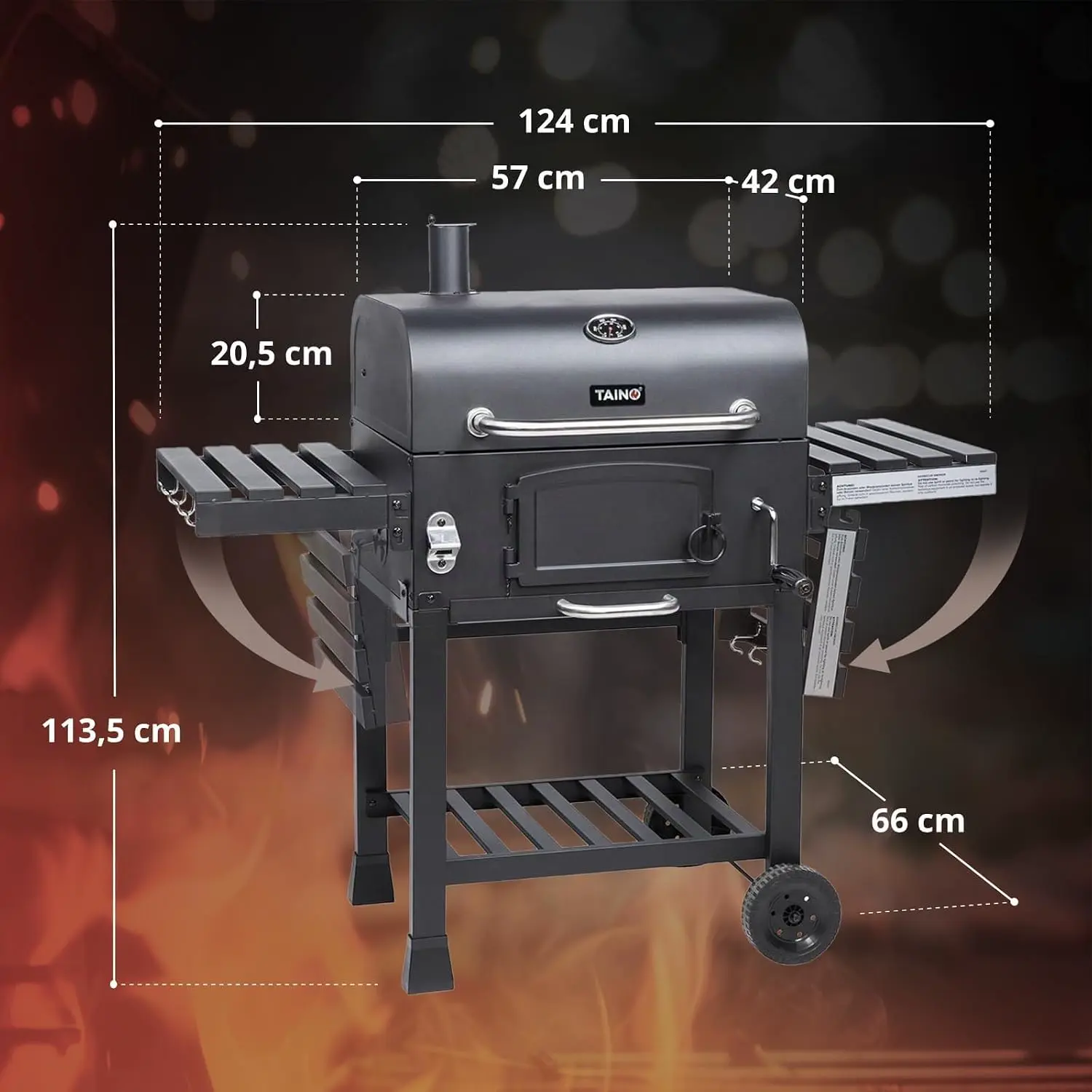 Barbecue à charbon en bois vue 3