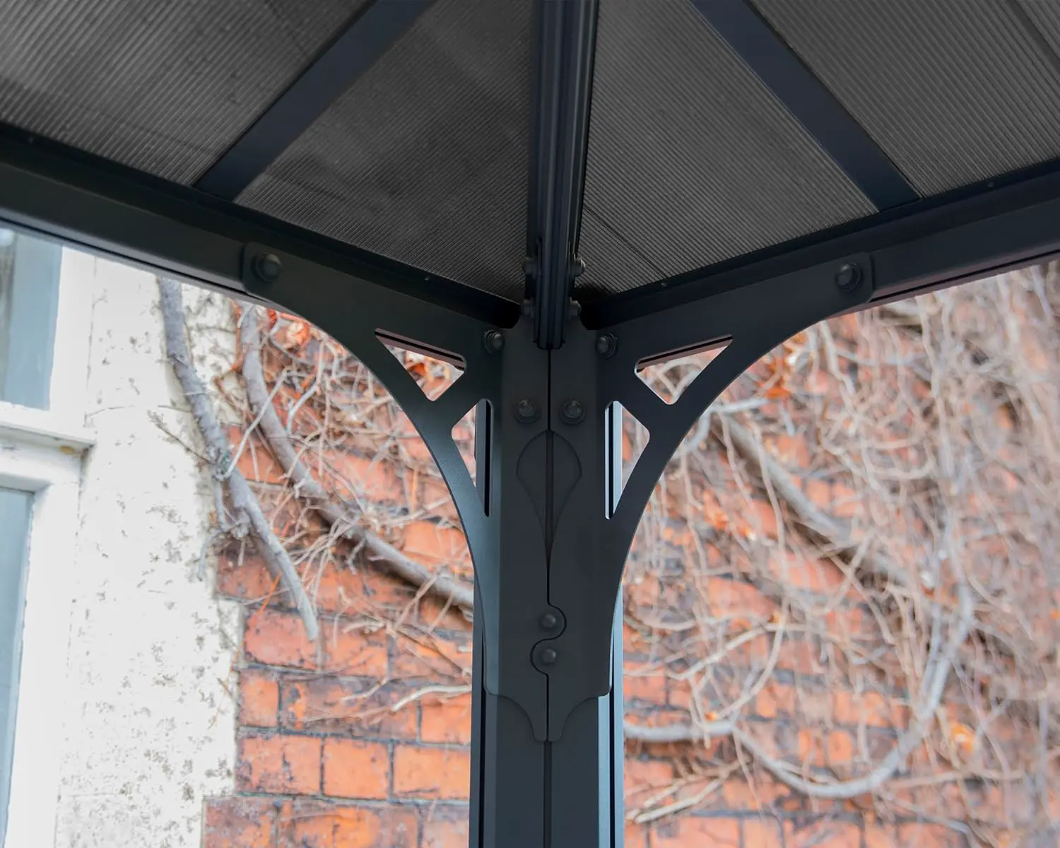 Pergola en aluminium gris 3,6x2,9 m vue 5