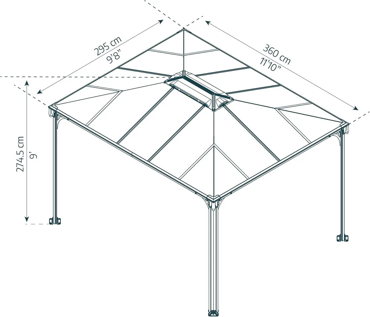 Pergola en aluminium gris 3,6x2,9 m vue 9