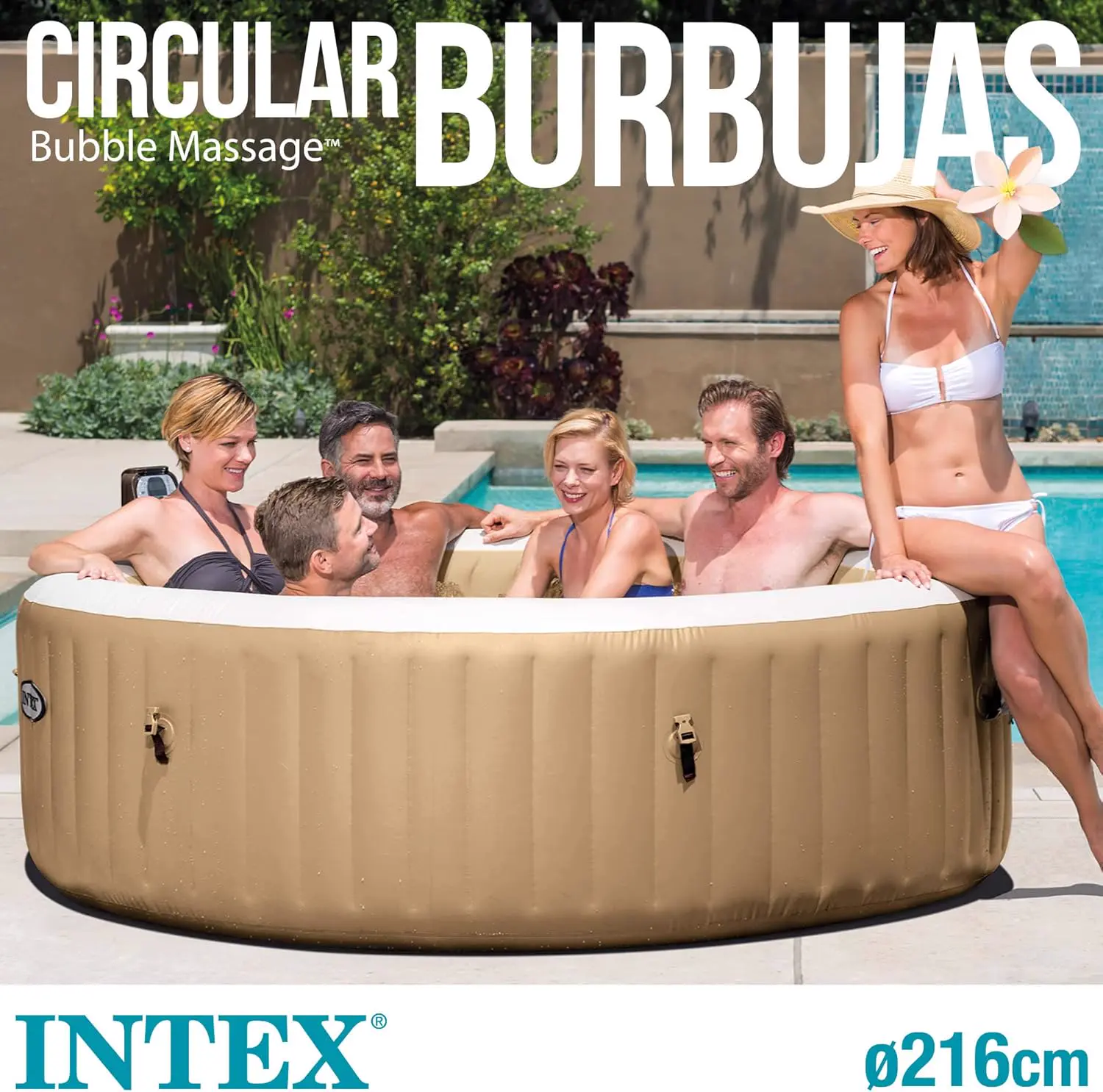 Spa gonflable 2 personnes 6 places beige vue 2