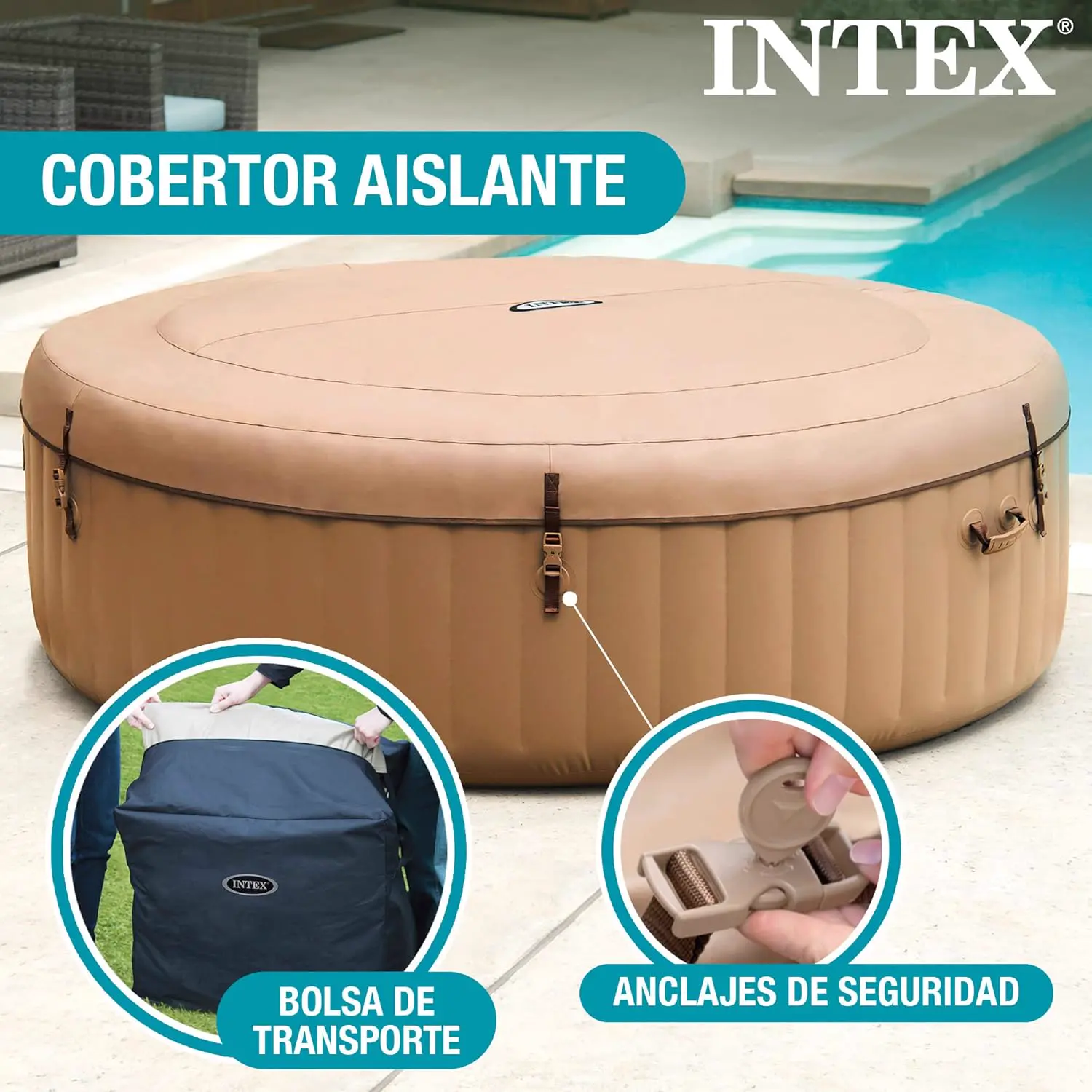 Spa gonflable 2 personnes 6 places beige vue 3