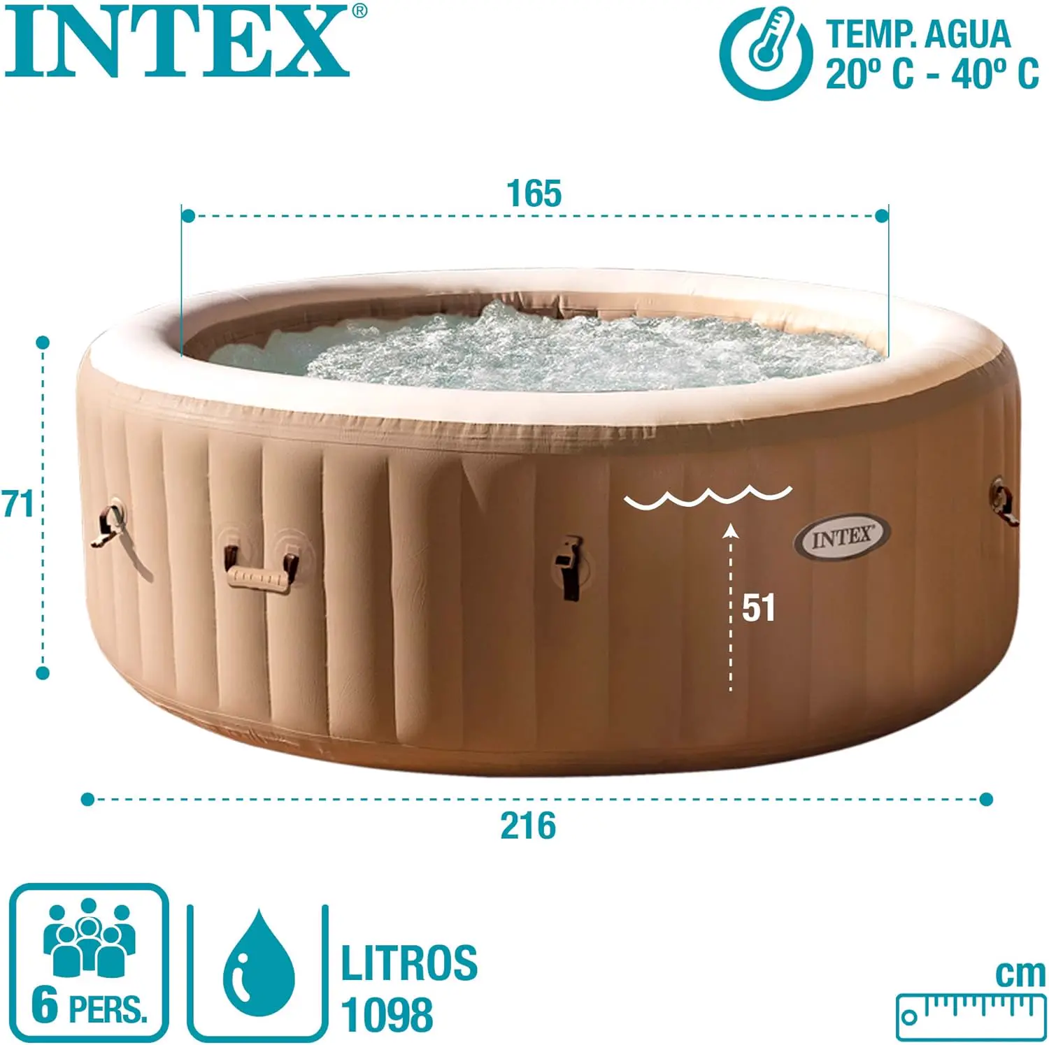 Spa gonflable 2 personnes 6 places beige vue 8
