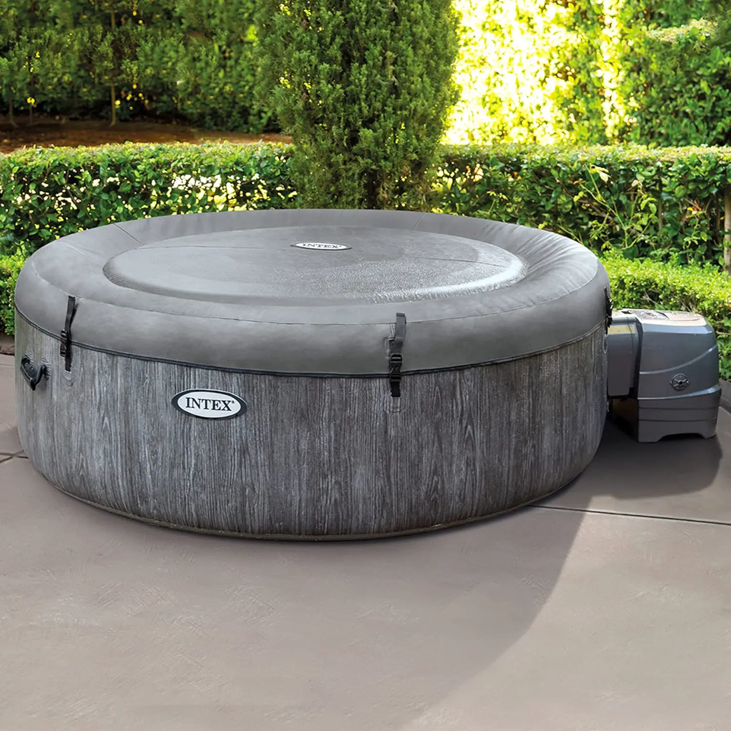 Spa gonflable 6 personnes 4 places en bois gris vue 2