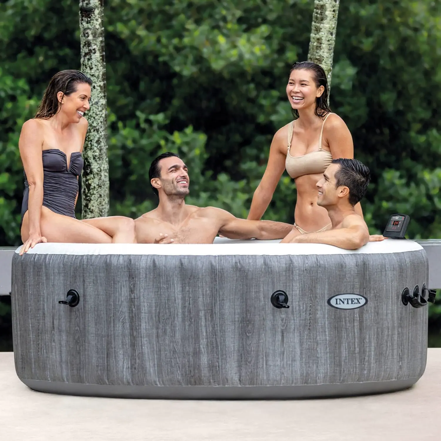 Spa gonflable 6 personnes 4 places en bois gris vue 3