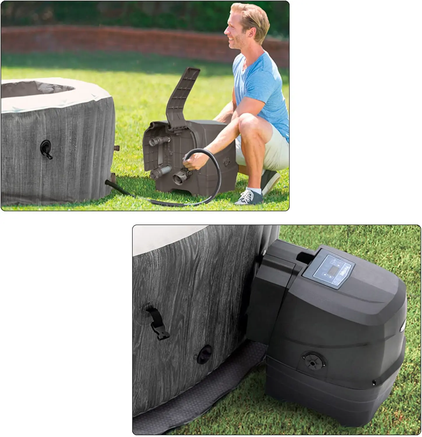 Spa gonflable 6 personnes 4 places en bois gris vue 6