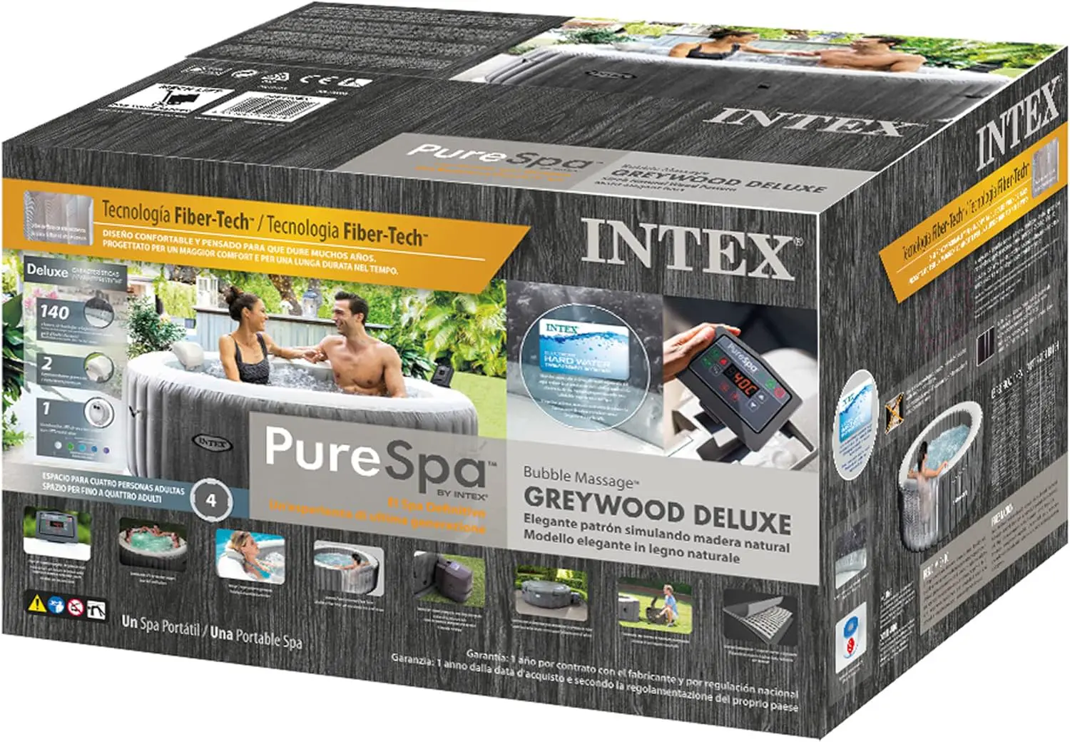 Spa gonflable 6 personnes 4 places en bois gris vue 8