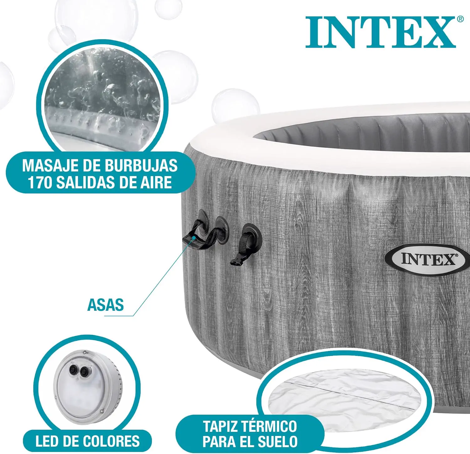 Spa gonflable 6 personnes 6 places gris vue 5