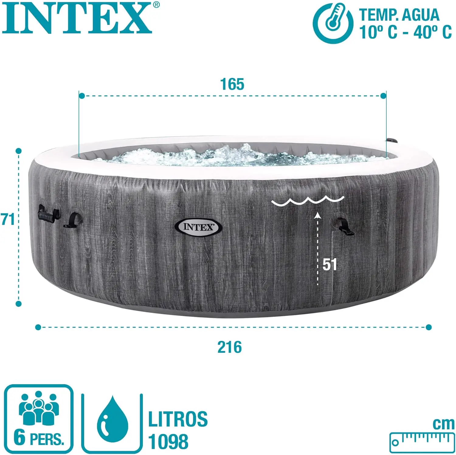 Spa gonflable 6 personnes 6 places gris vue 8