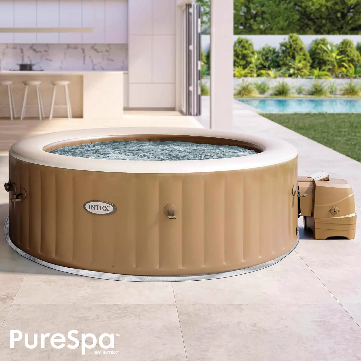 Spa gonflable 4 personnes 4 places beige vue 2