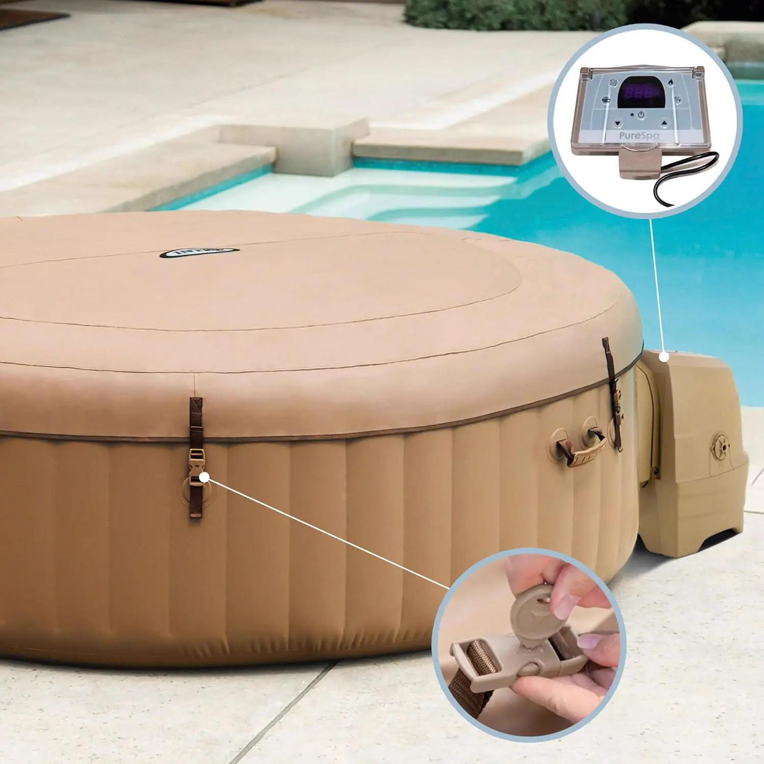 Spa gonflable 4 personnes 4 places beige vue 3