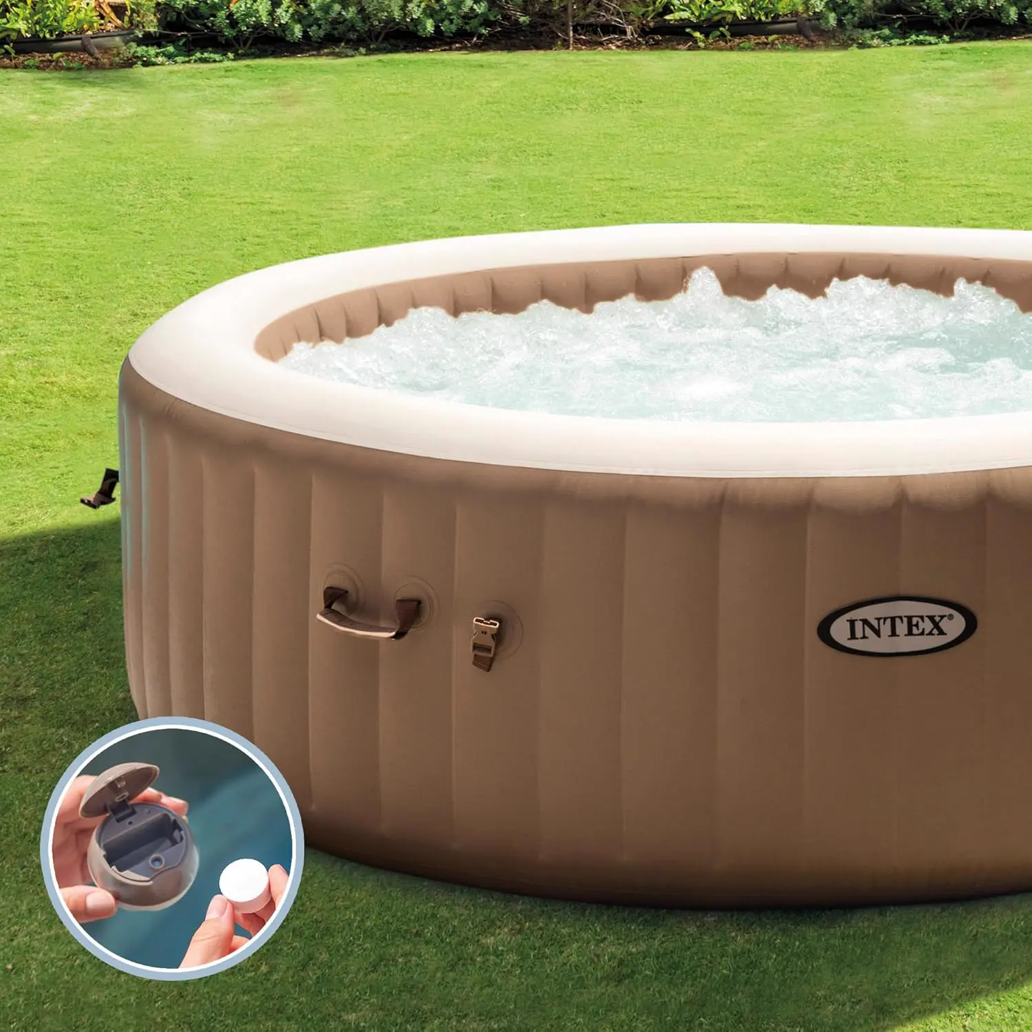Spa gonflable 4 personnes 4 places beige vue 5