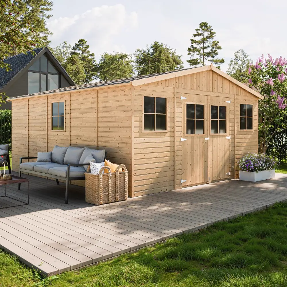 Abri de jardin bois 20 m² naturel
