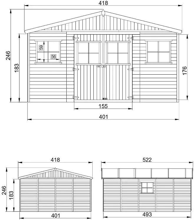 Abri de jardin en bois en bois naturel 15 m² vue 5