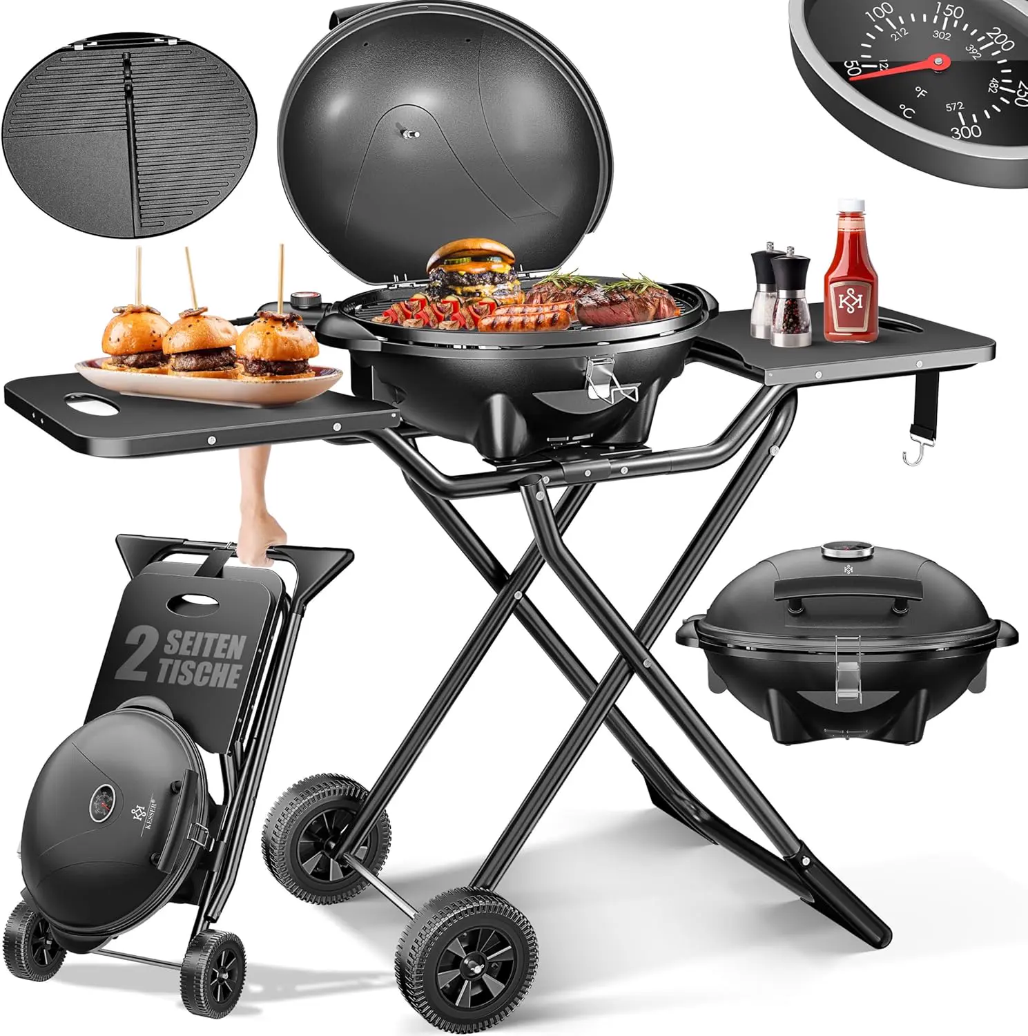 KESSER® Gril électrique | Gril de table 2 en 1 | Barbecue sur gril