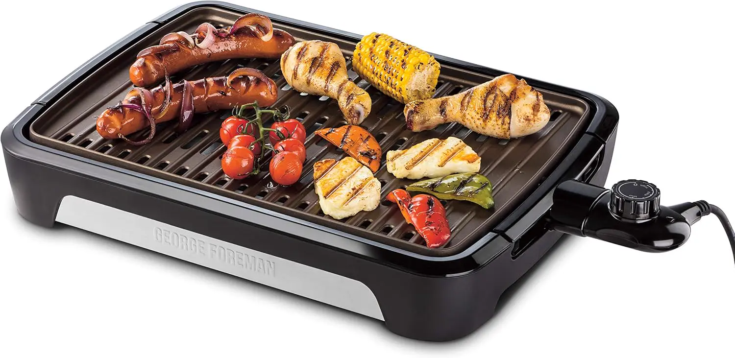 George Foreman Barbecue électrique portable [80% moins de fumée]