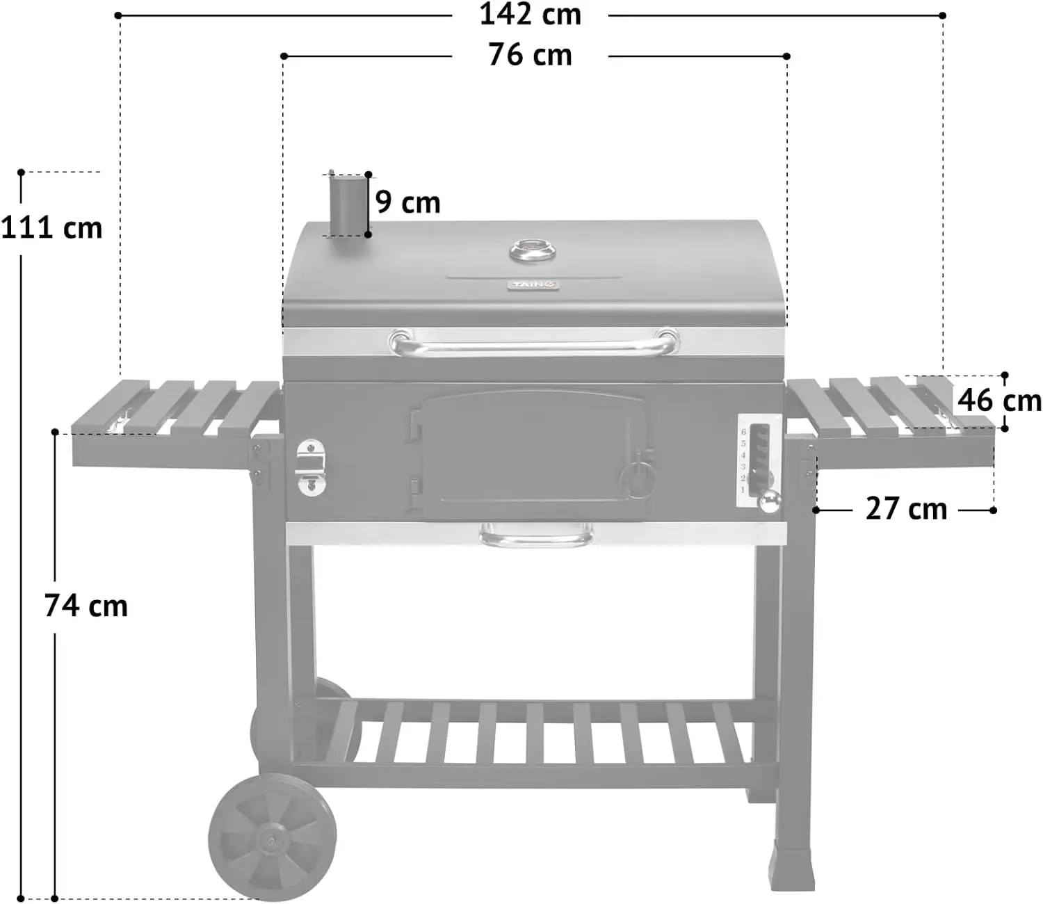 Barbecue à charbon en bois 42 m² vue 3