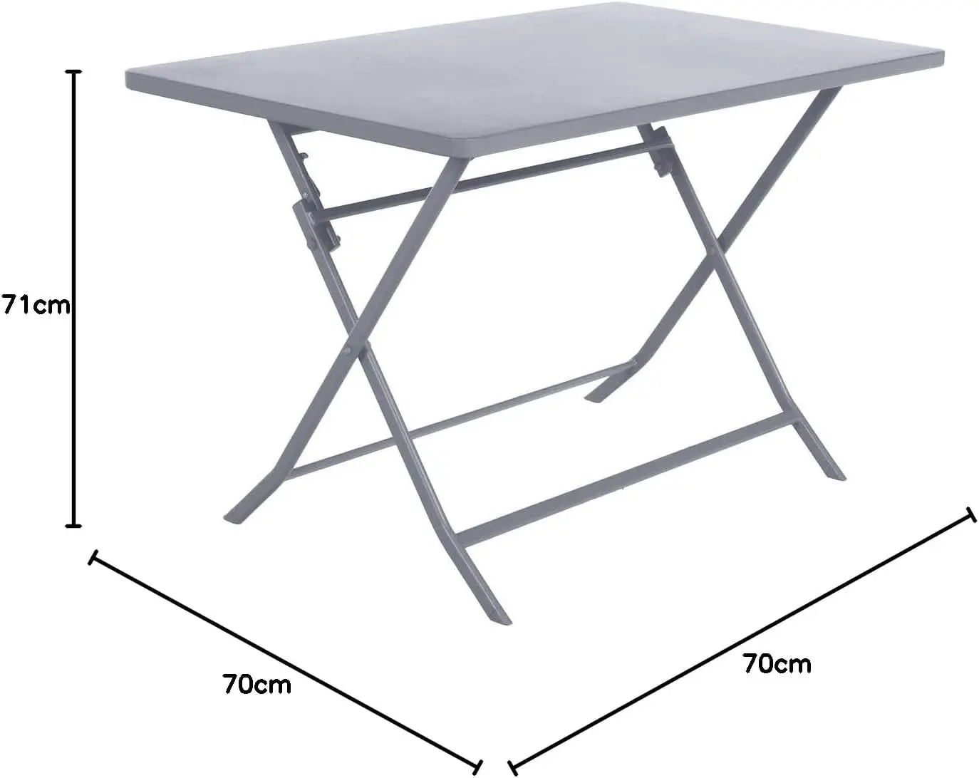 Table de jardin 4 places en métal gris vue 2