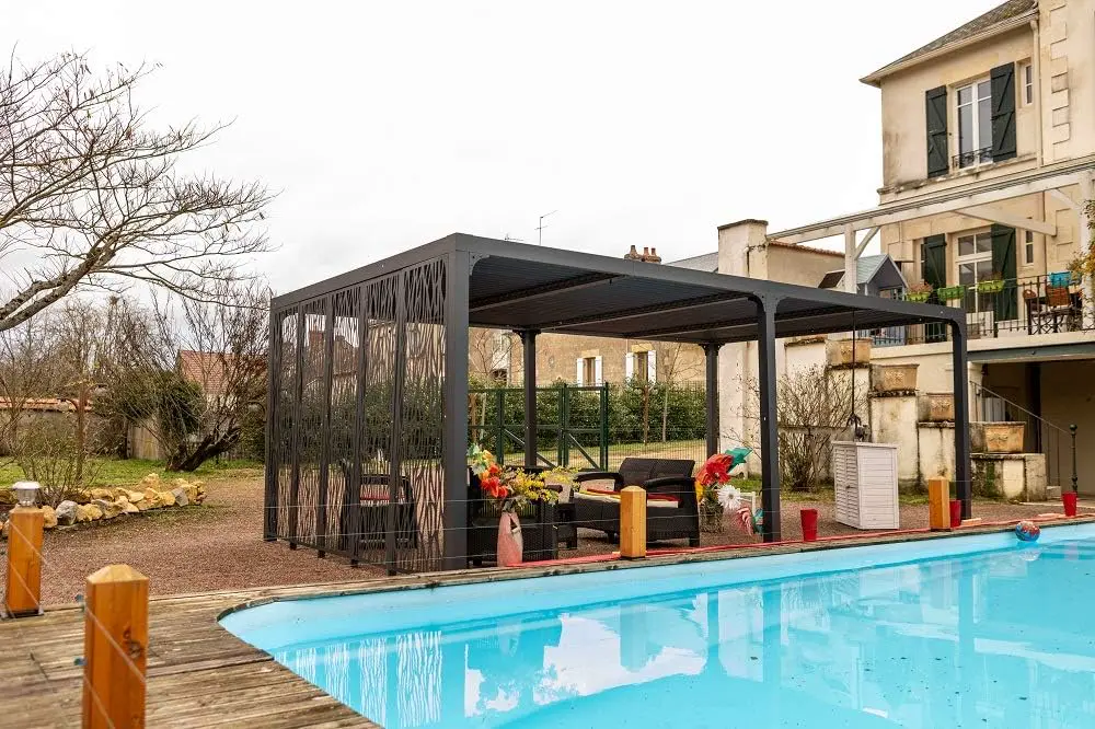 Pergola en aluminium gris 21,5 m² vue 3