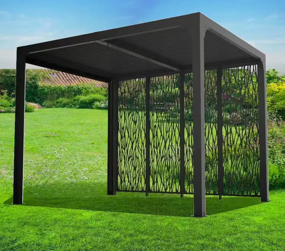 Pergola en aluminium gris 2,4x3 m vue 3