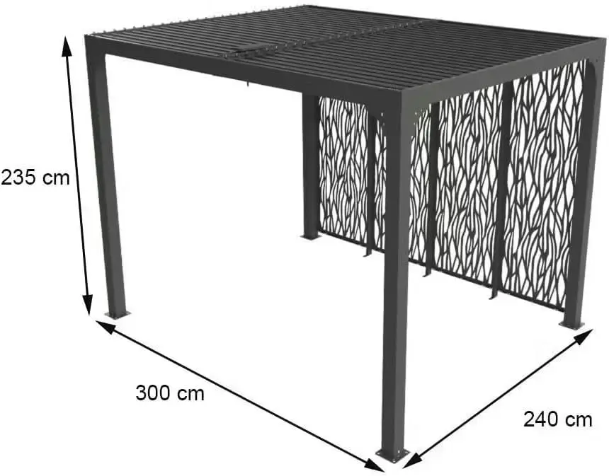 Pergola en aluminium gris 2,4x3 m vue 4