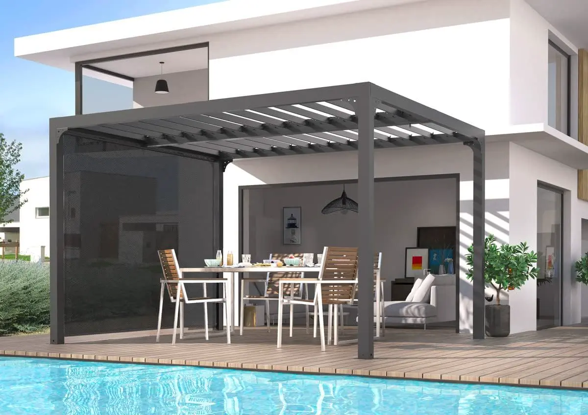 Pergola en aluminium gris 7,2 m² vue 3