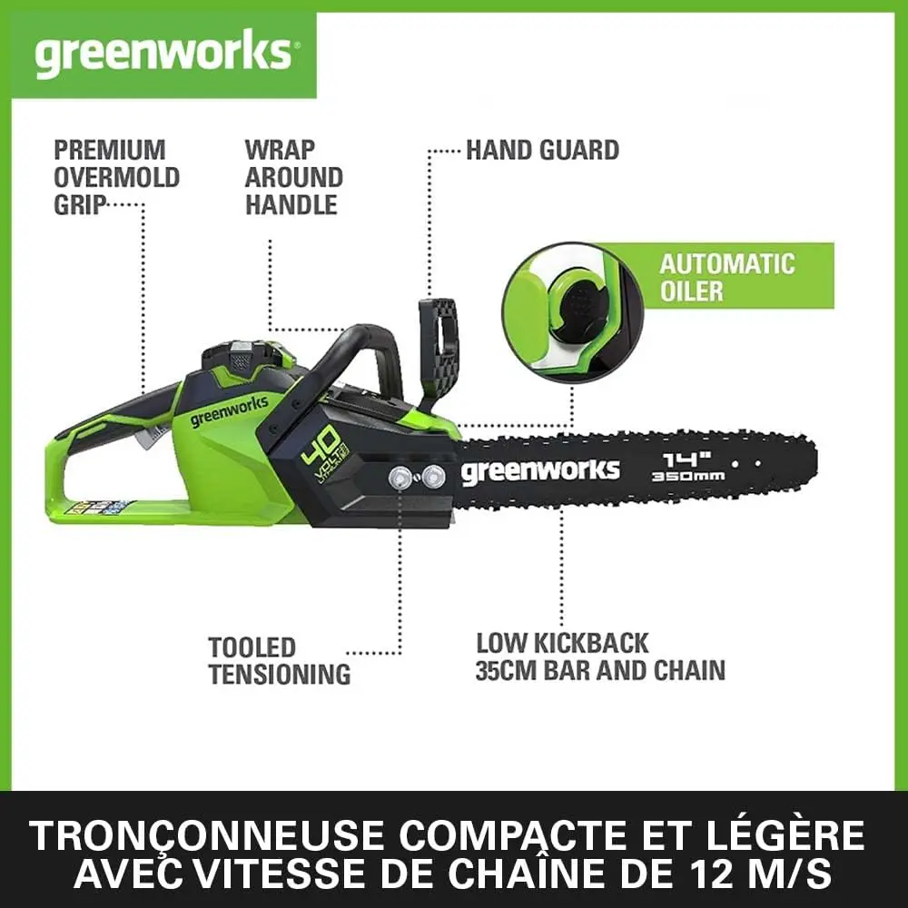 Tronçonneuse électrique Greenworks Tronçonneuse à Batterie ave… vue 2