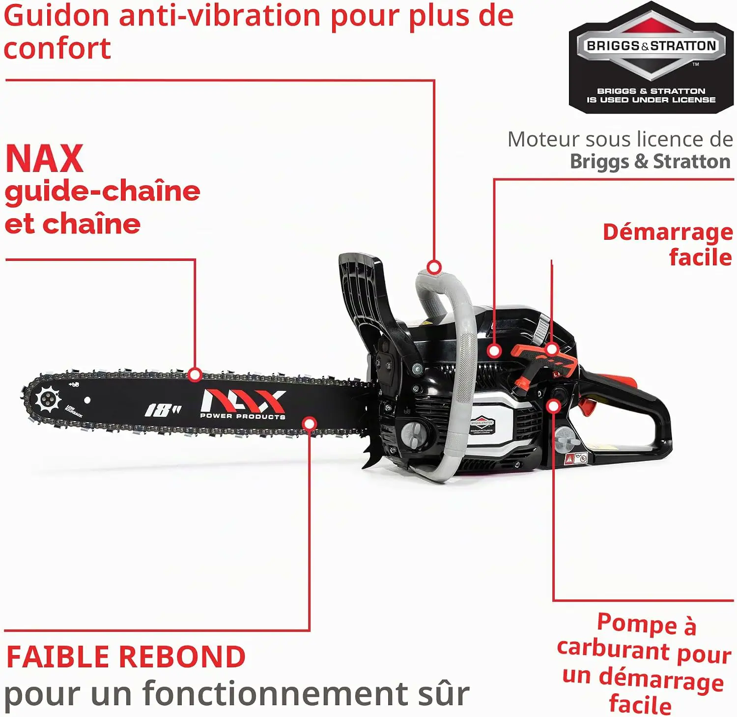 Tronçonneuse thermique en bois vue 3
