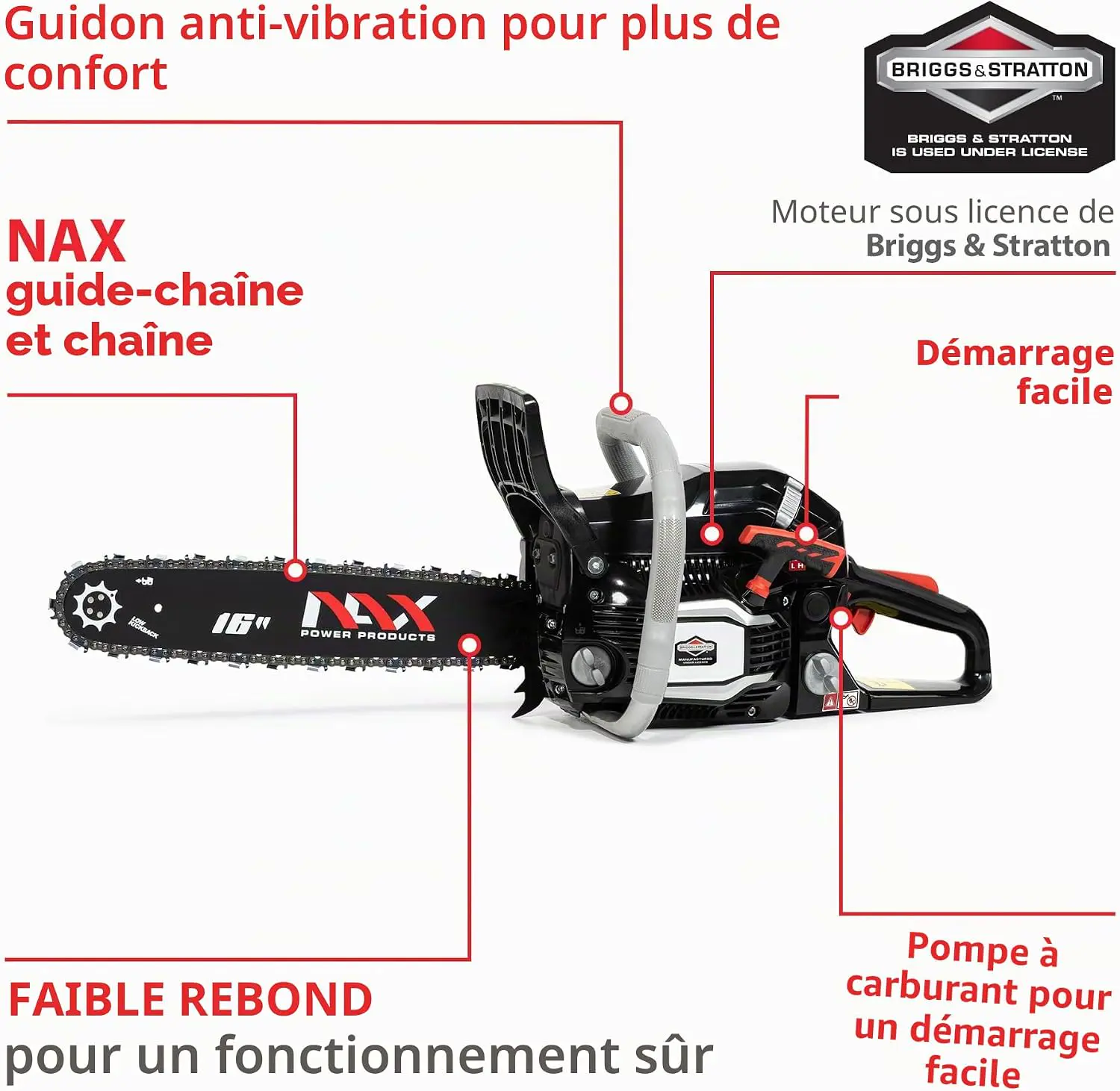 Tronçonneuse thermique en bois vue 3
