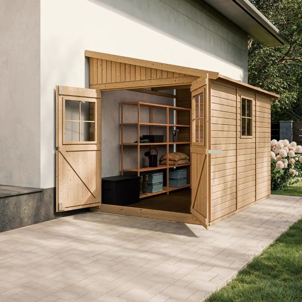 Abri de jardin en bois en bois naturel 6 m² vue 2