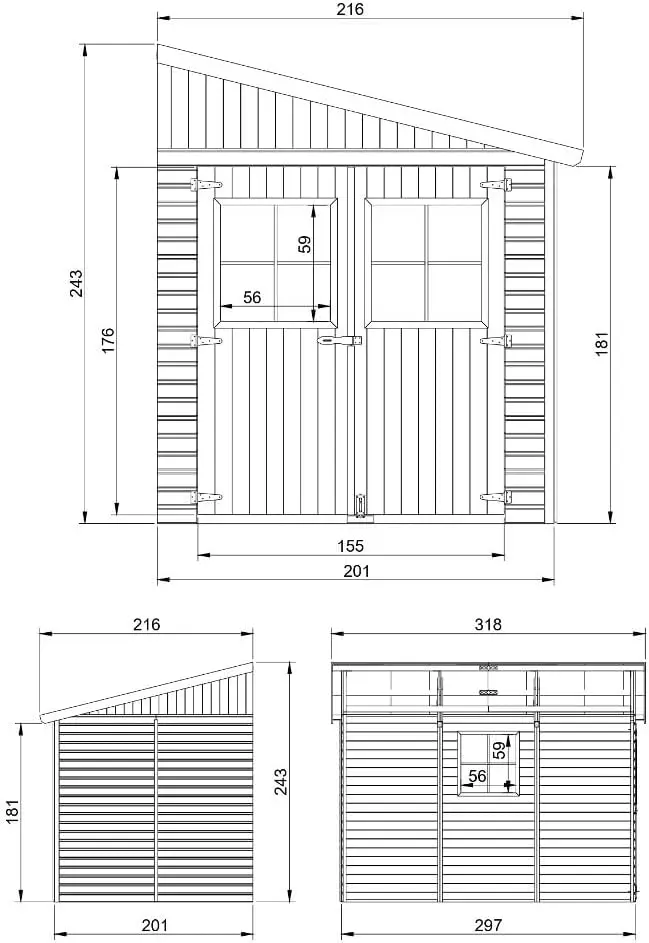 Abri de jardin en bois en bois naturel 6 m² vue 6