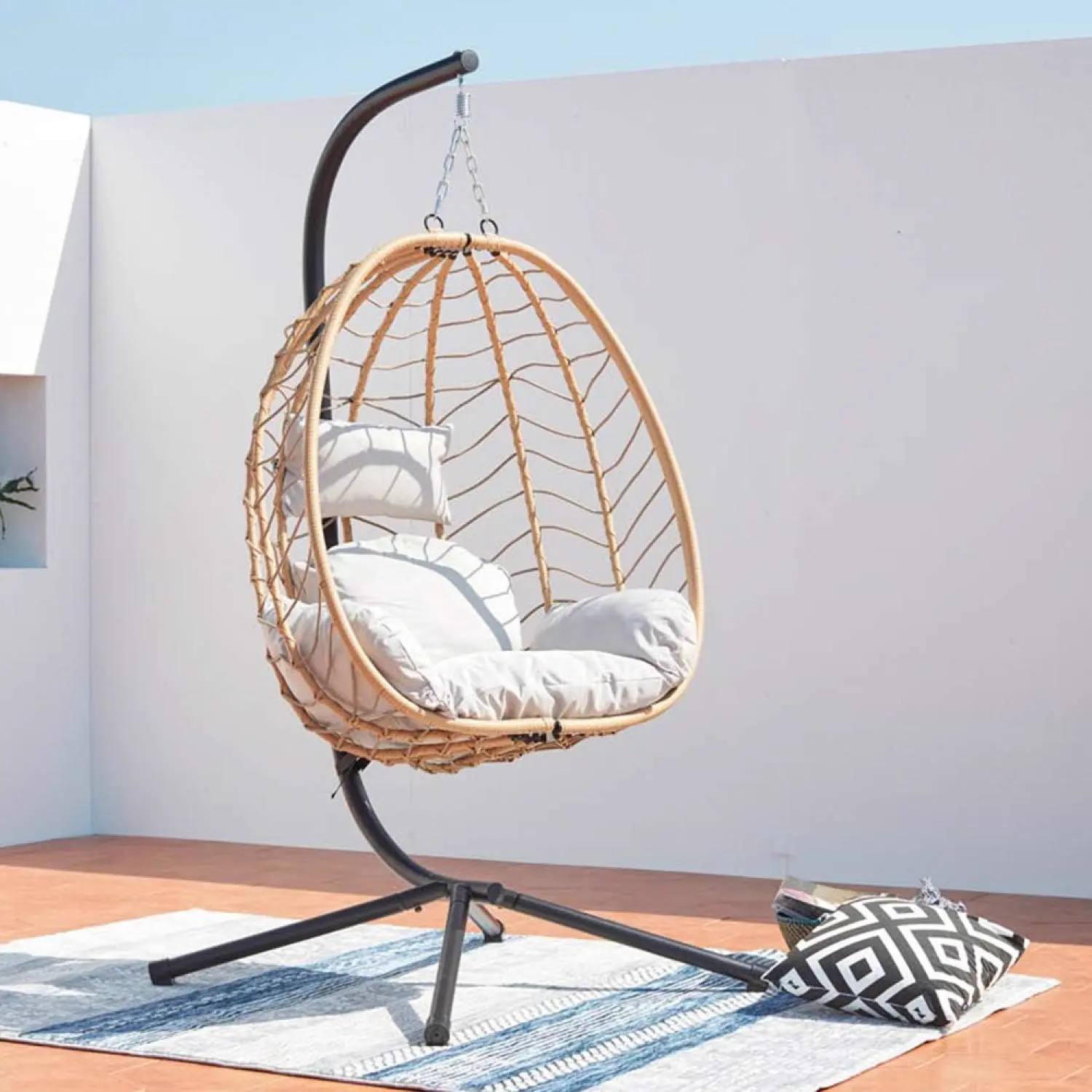 CONCEPT USINE | Fauteuil Suspendu Beige en Rotin Naturel | Design