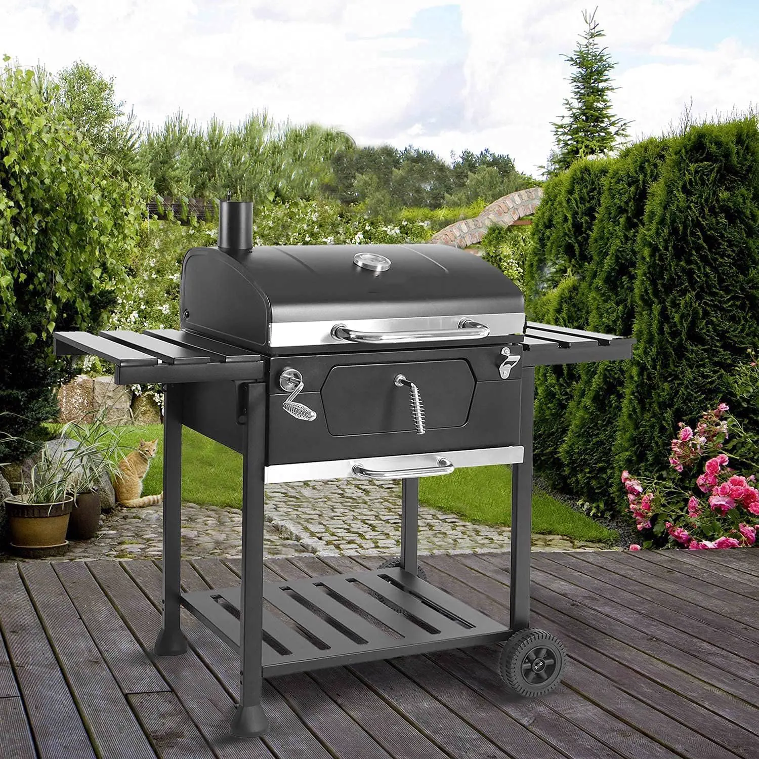 Barbecue à charbon en métal noir vue 7