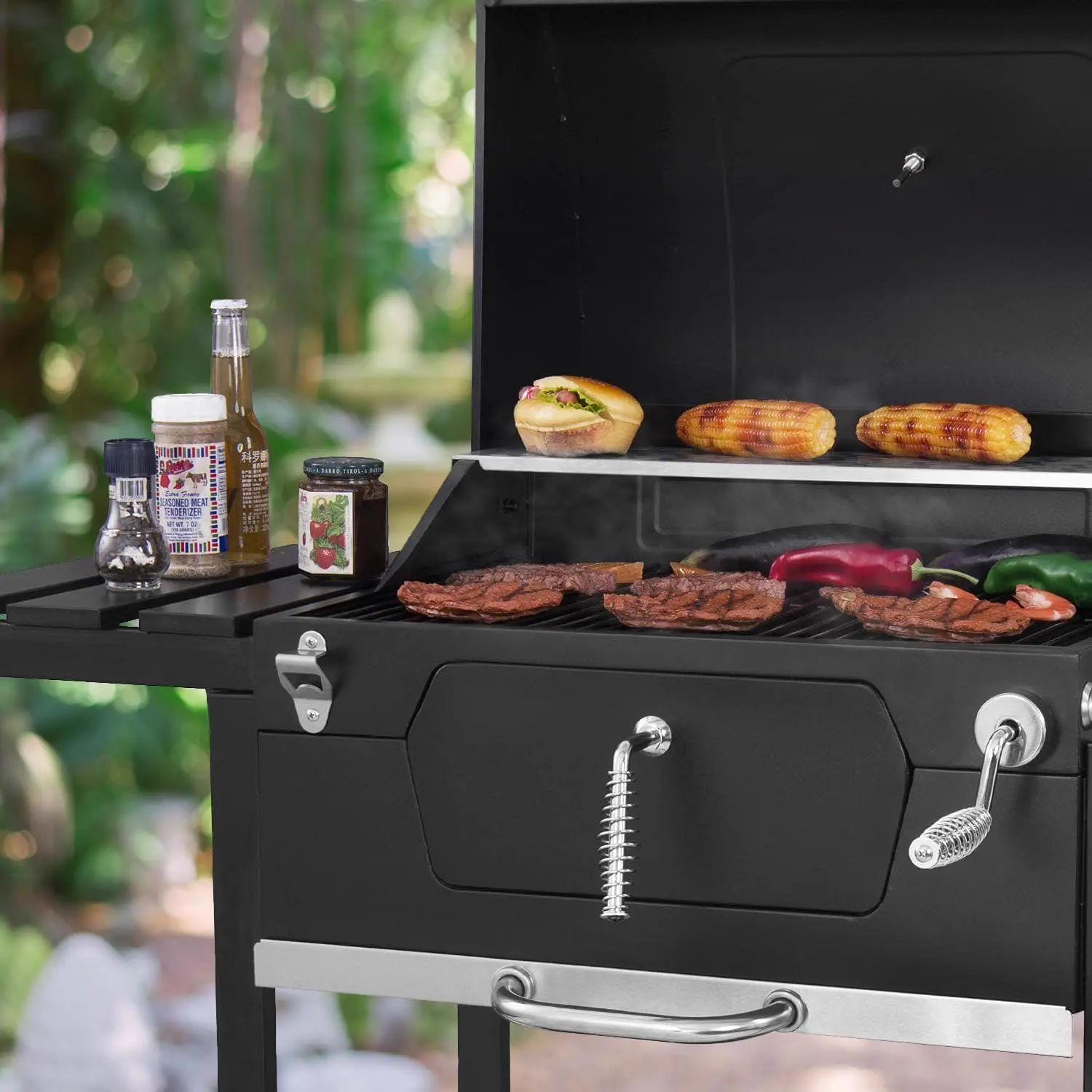 Barbecue à charbon en métal noir vue 8