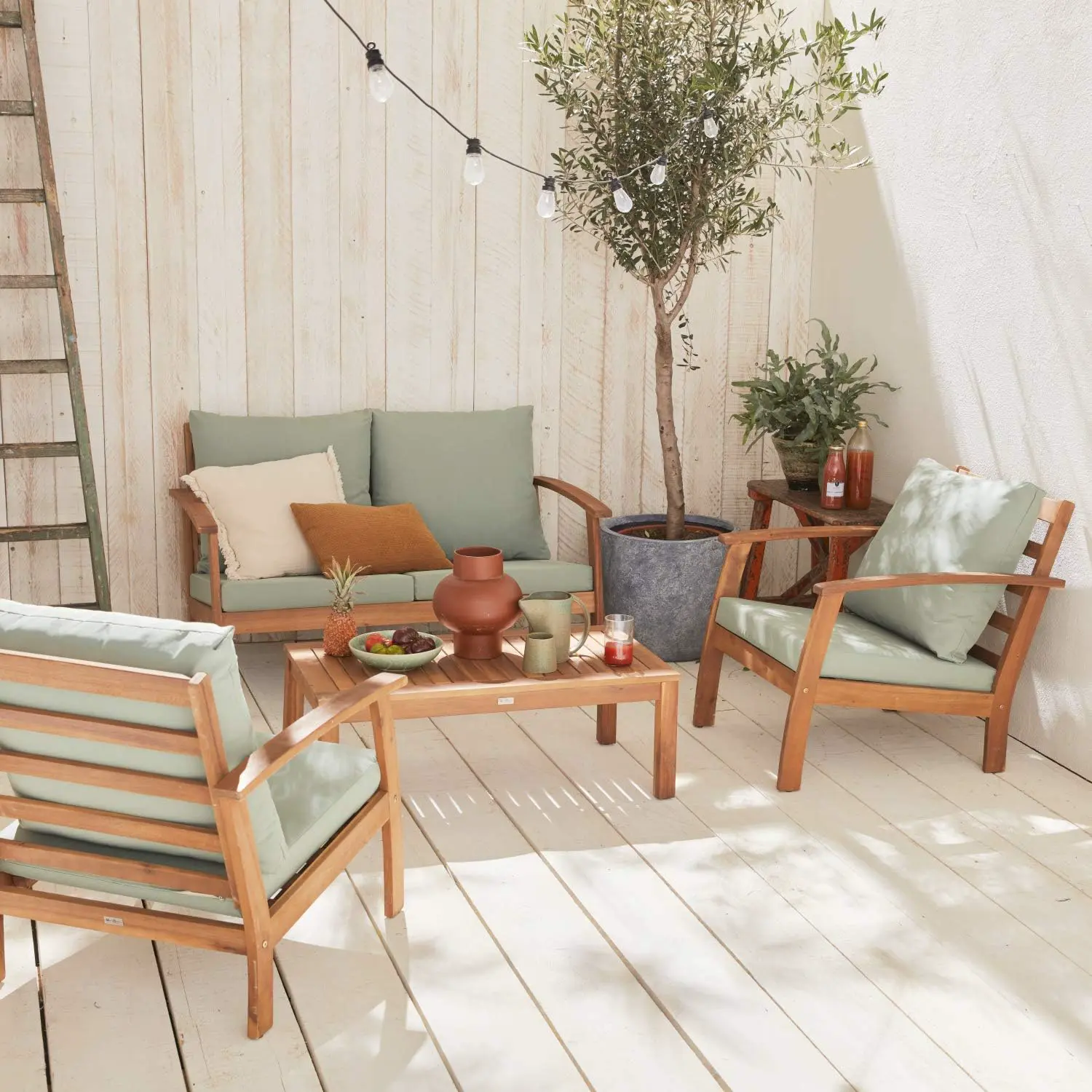 Alice's Garden - Salon de Jardin en Bois 4 Places